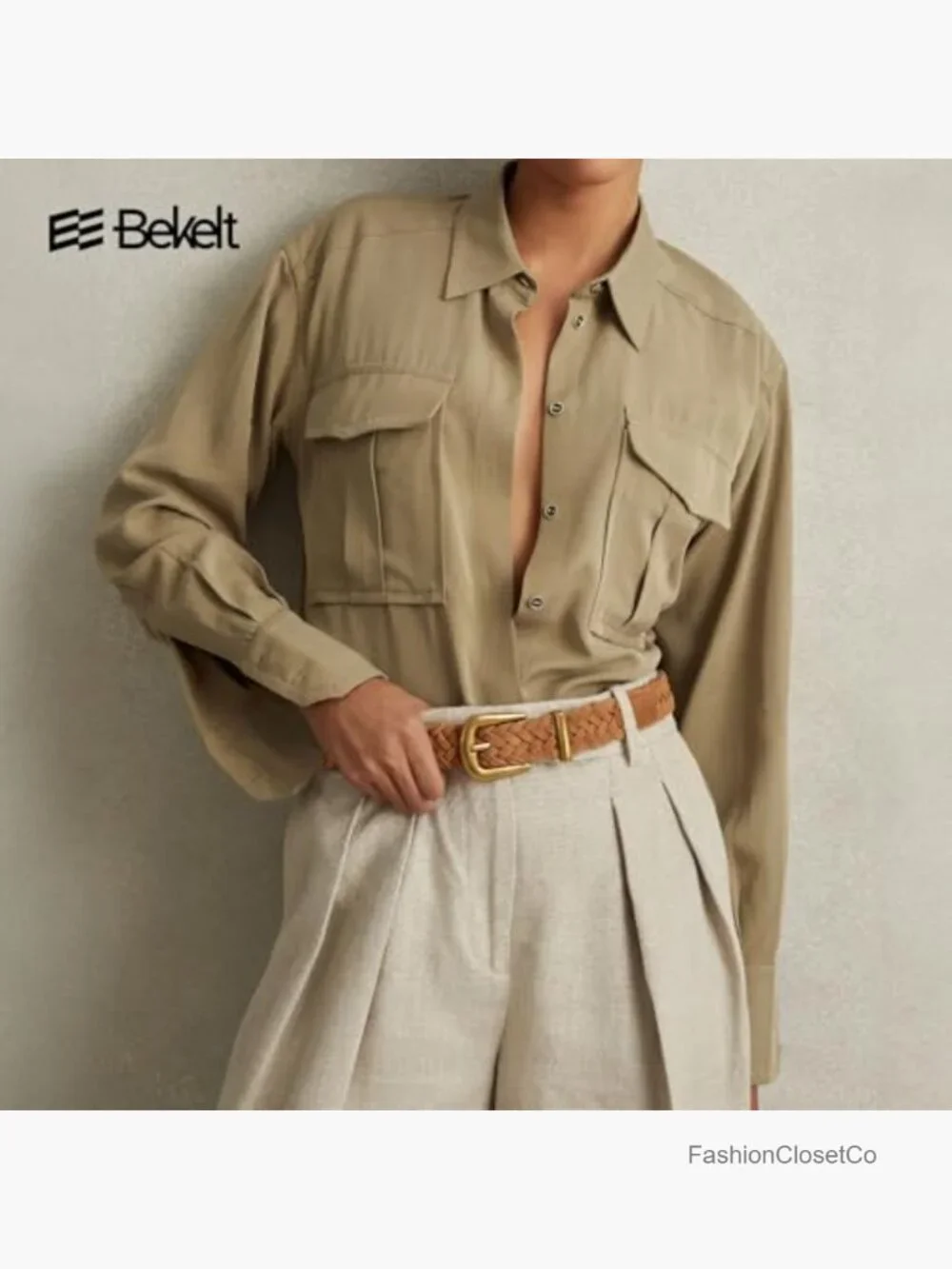Braided Suede Belt with Matte Gold Buckle for Jeans Pants Dresses